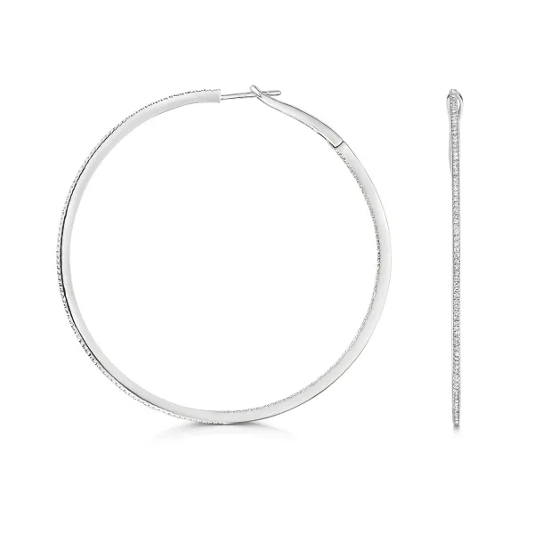 Large white gold hot sale hoop earrings